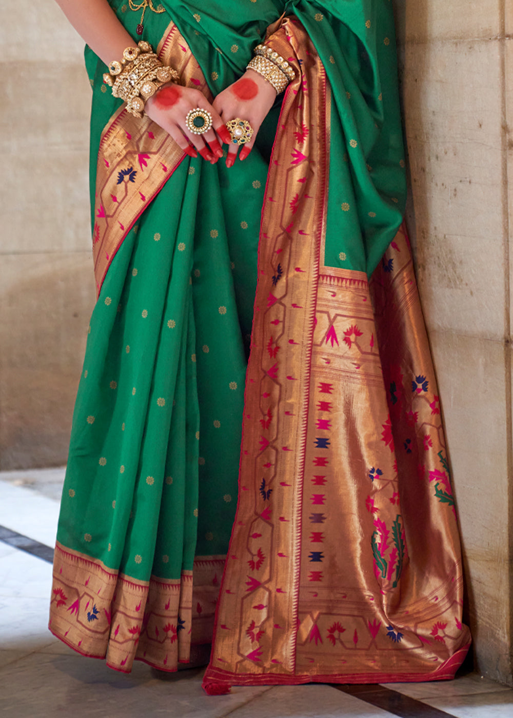 Buy MySilkLove Jewel Green Woven Paithani Silk Saree Online
