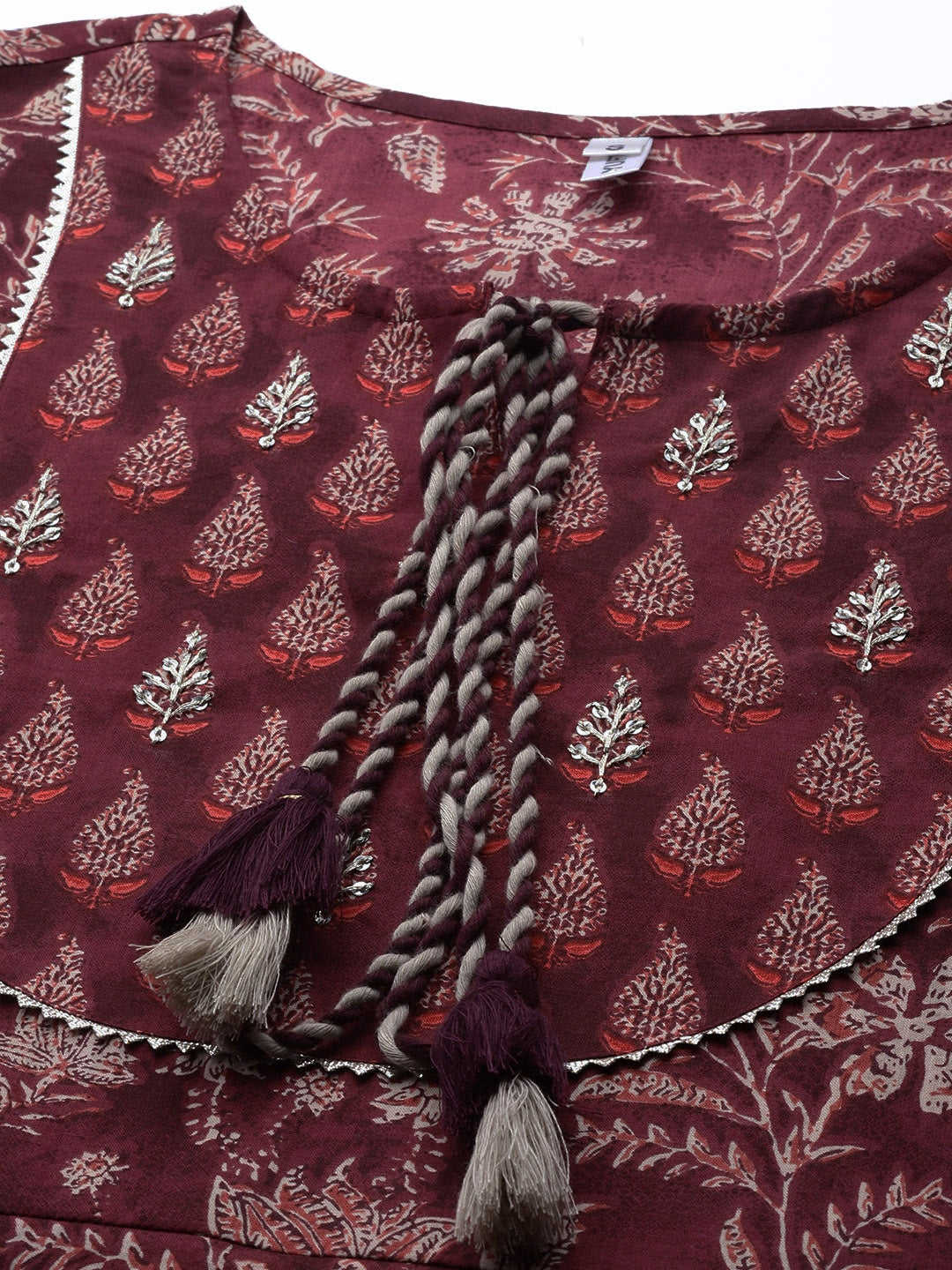 Buy MySilkLove Coral Tree Maroon Ethnic Printed Dupatta Set Online