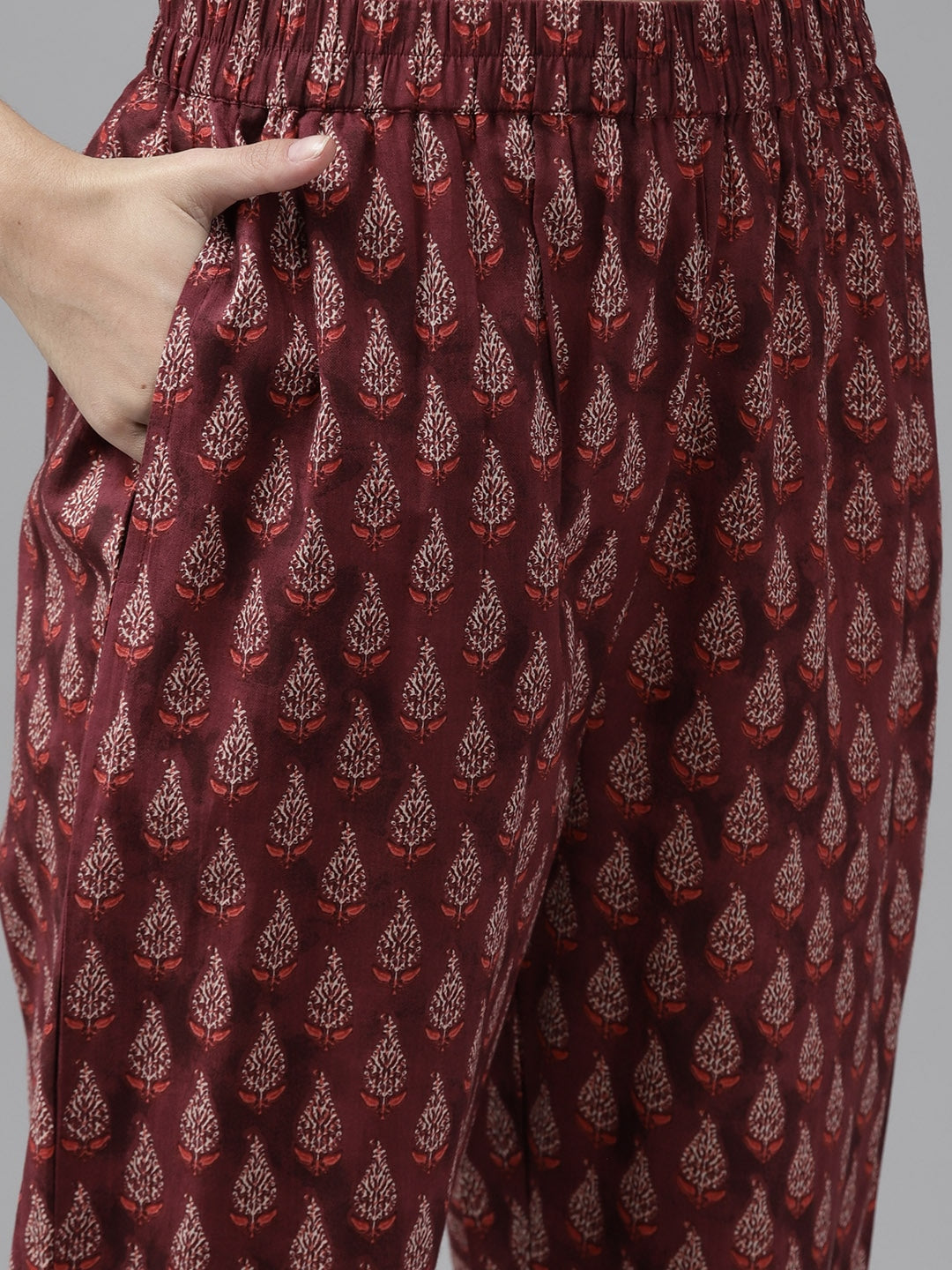 Buy MySilkLove Coral Tree Maroon Ethnic Printed Dupatta Set Online