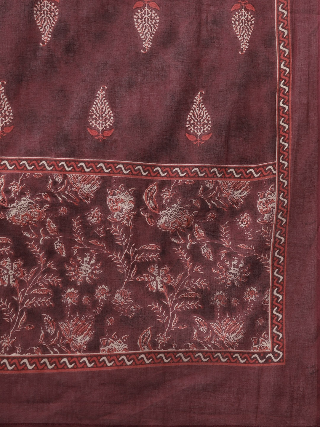 Buy MySilkLove Coral Tree Maroon Ethnic Printed Dupatta Set Online