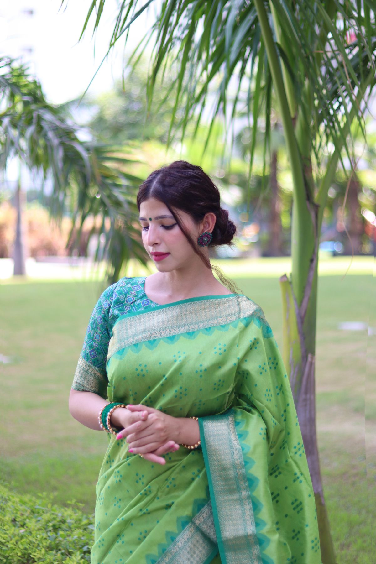 Buy MySilkLove Fern Green Soft Tussar Silk Saree Online