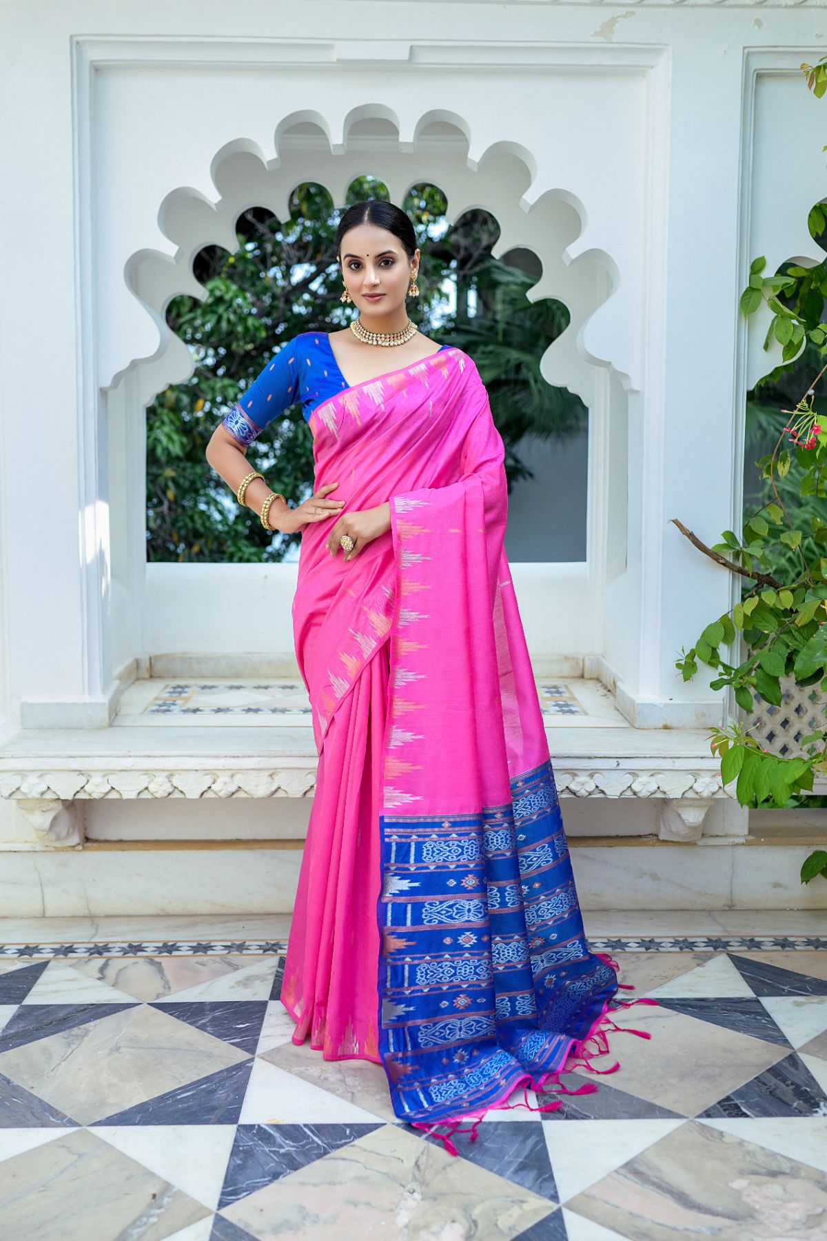 Buy MySilkLove Pink Rose South Silk Saree Online