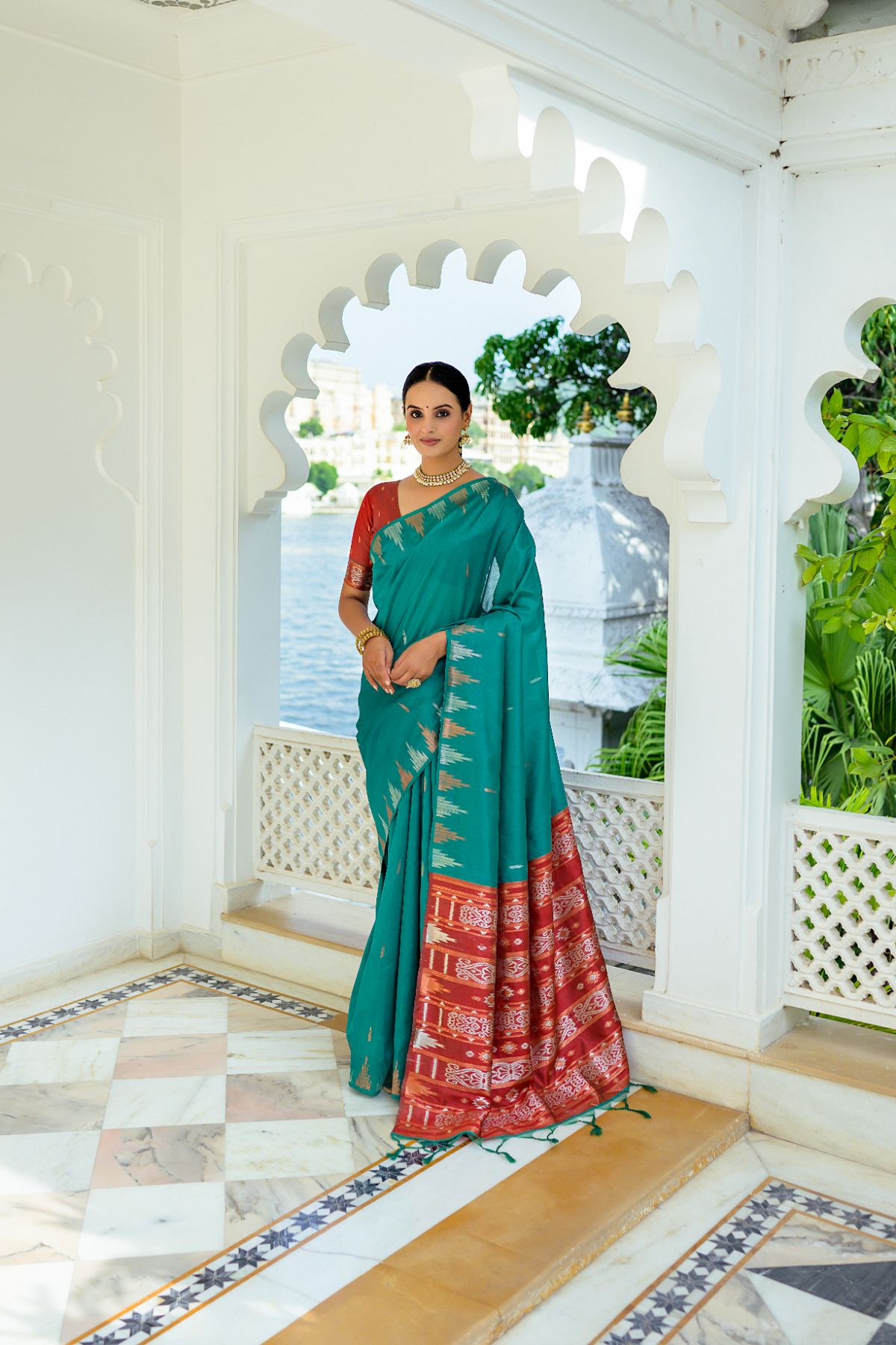 Buy MySilkLove Caribbean Green South Silk Saree Online