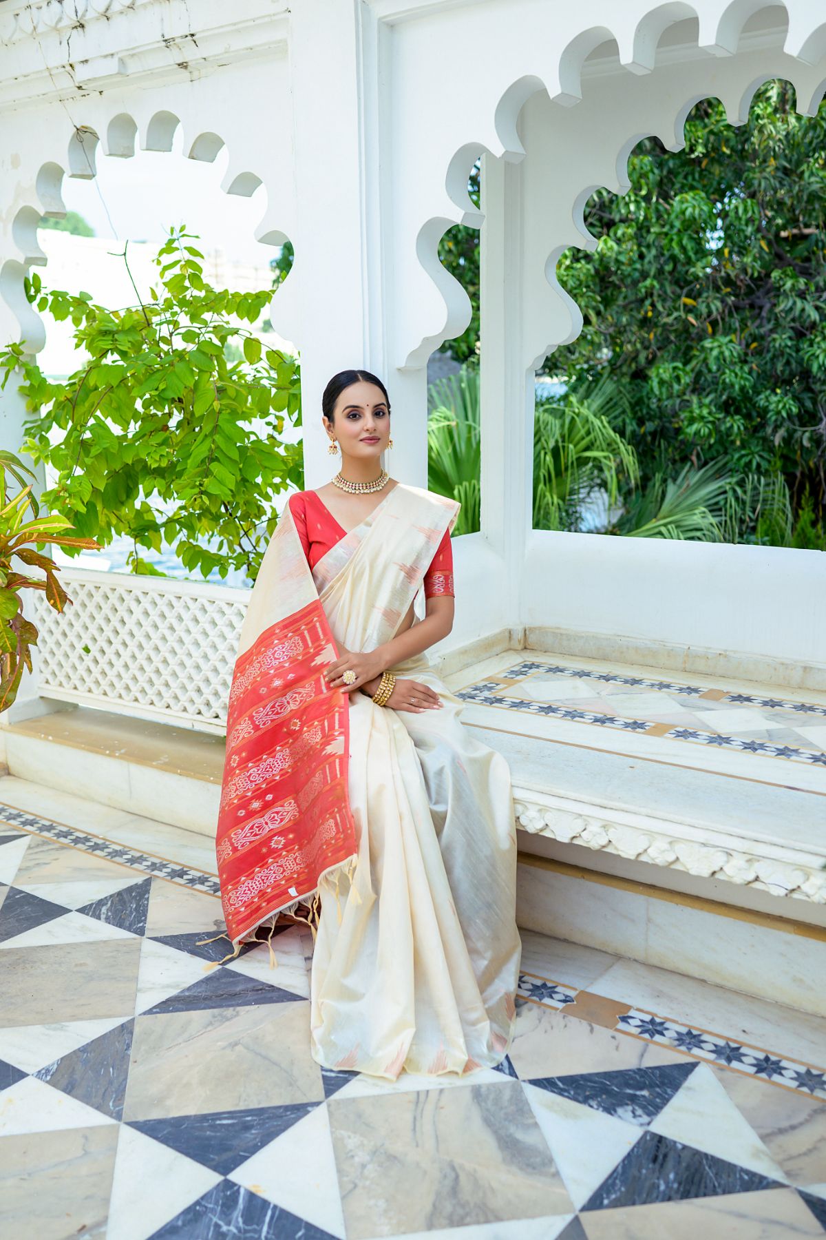 Buy MySilkLove Wester White South Silk Saree Online