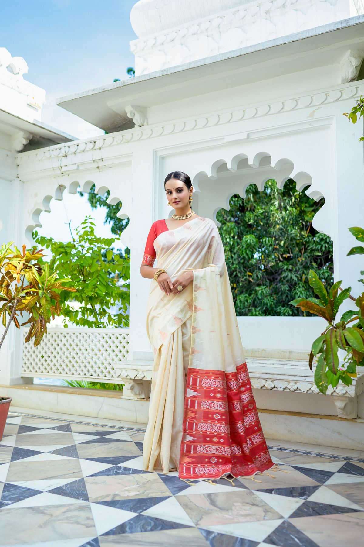 Buy MySilkLove Wester White South Silk Saree Online