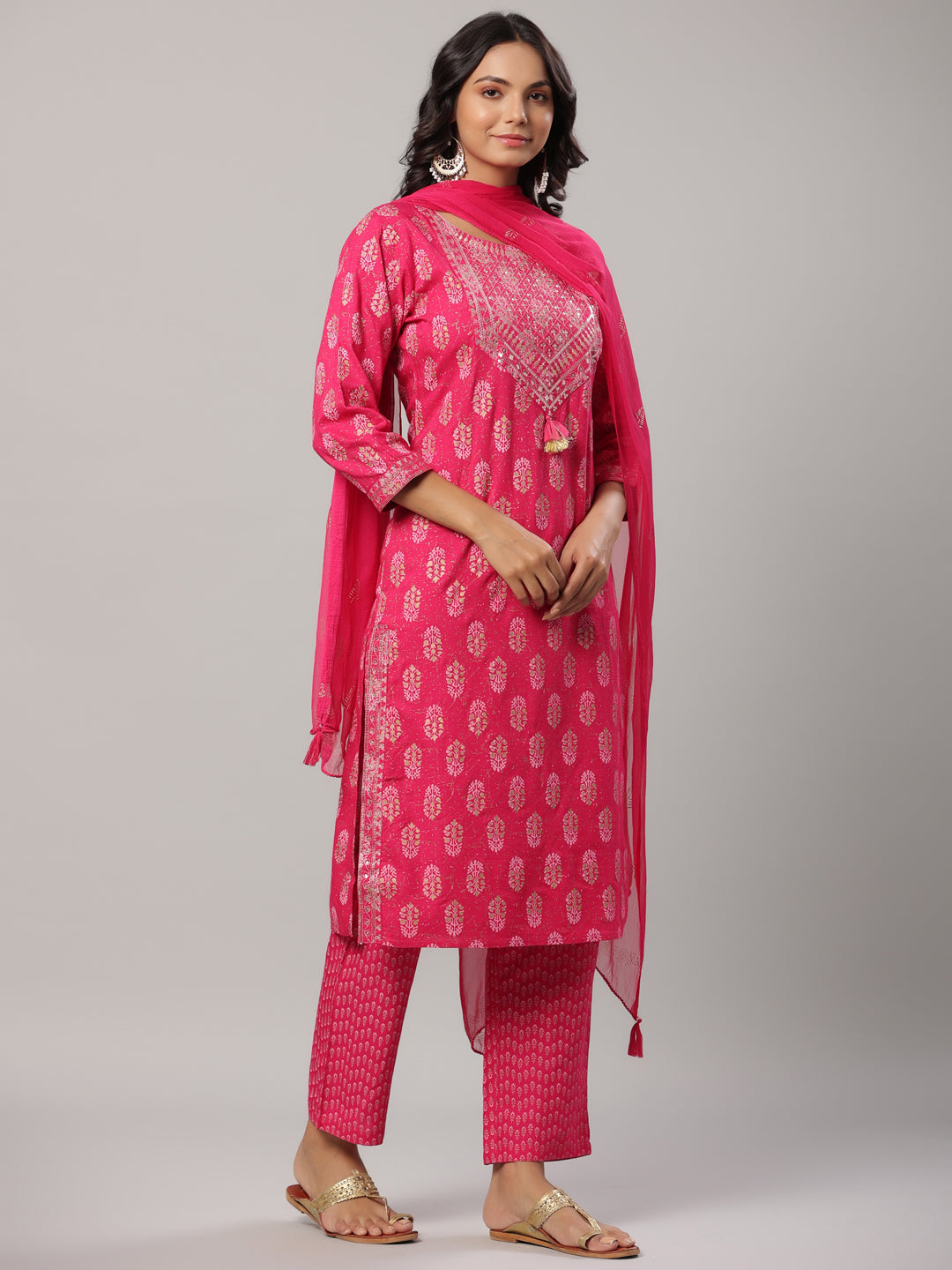 Buy MySilkLove Cerise Pink Fuchsia Dupatta Set Online