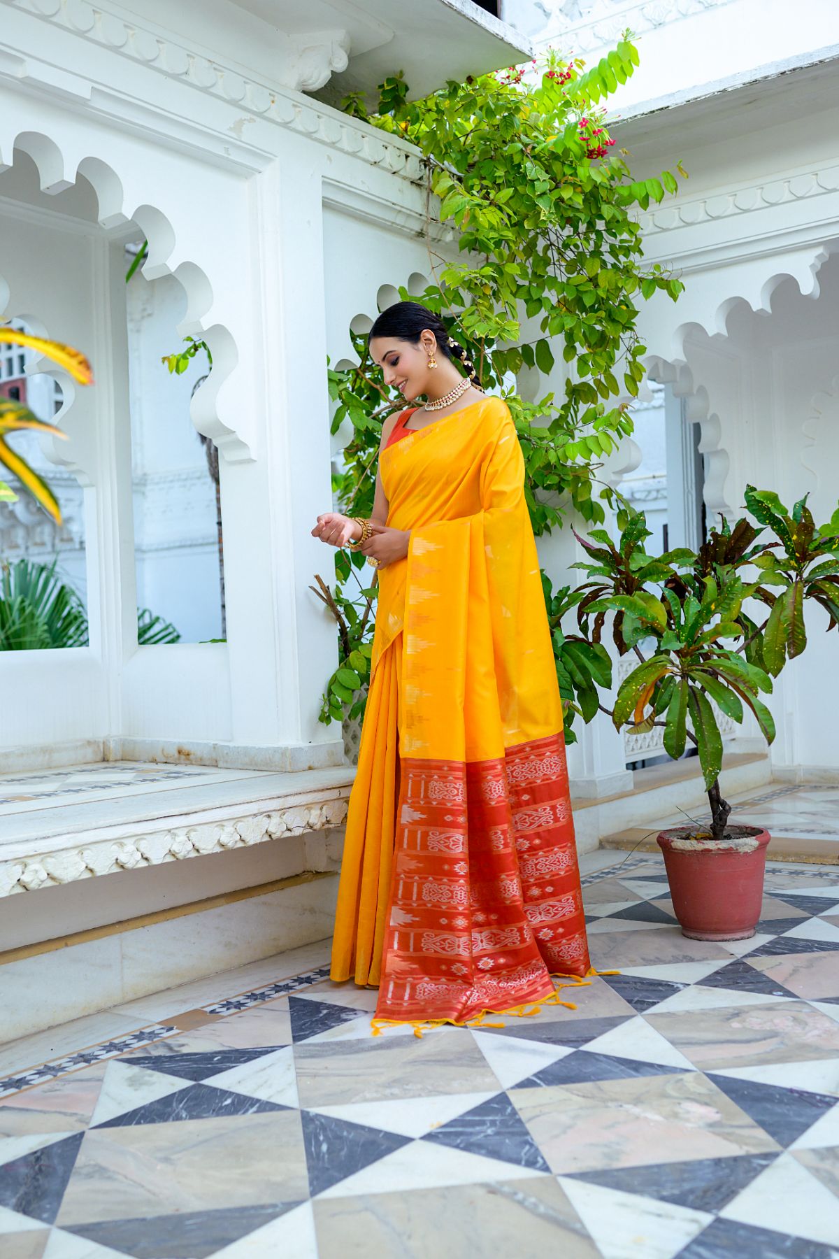 Buy MySilkLove Fresh Tulip Yellow South Silk Saree Online