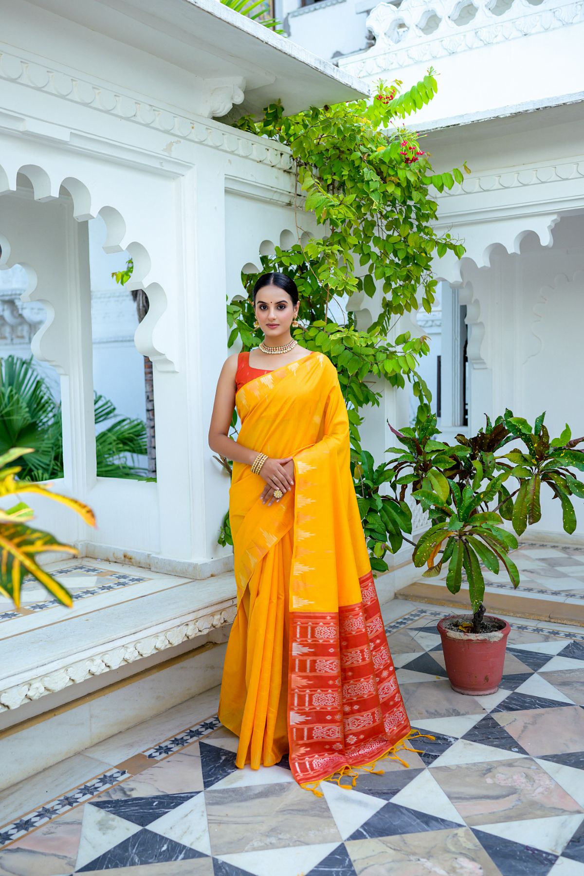 Buy MySilkLove Fresh Tulip Yellow South Silk Saree Online