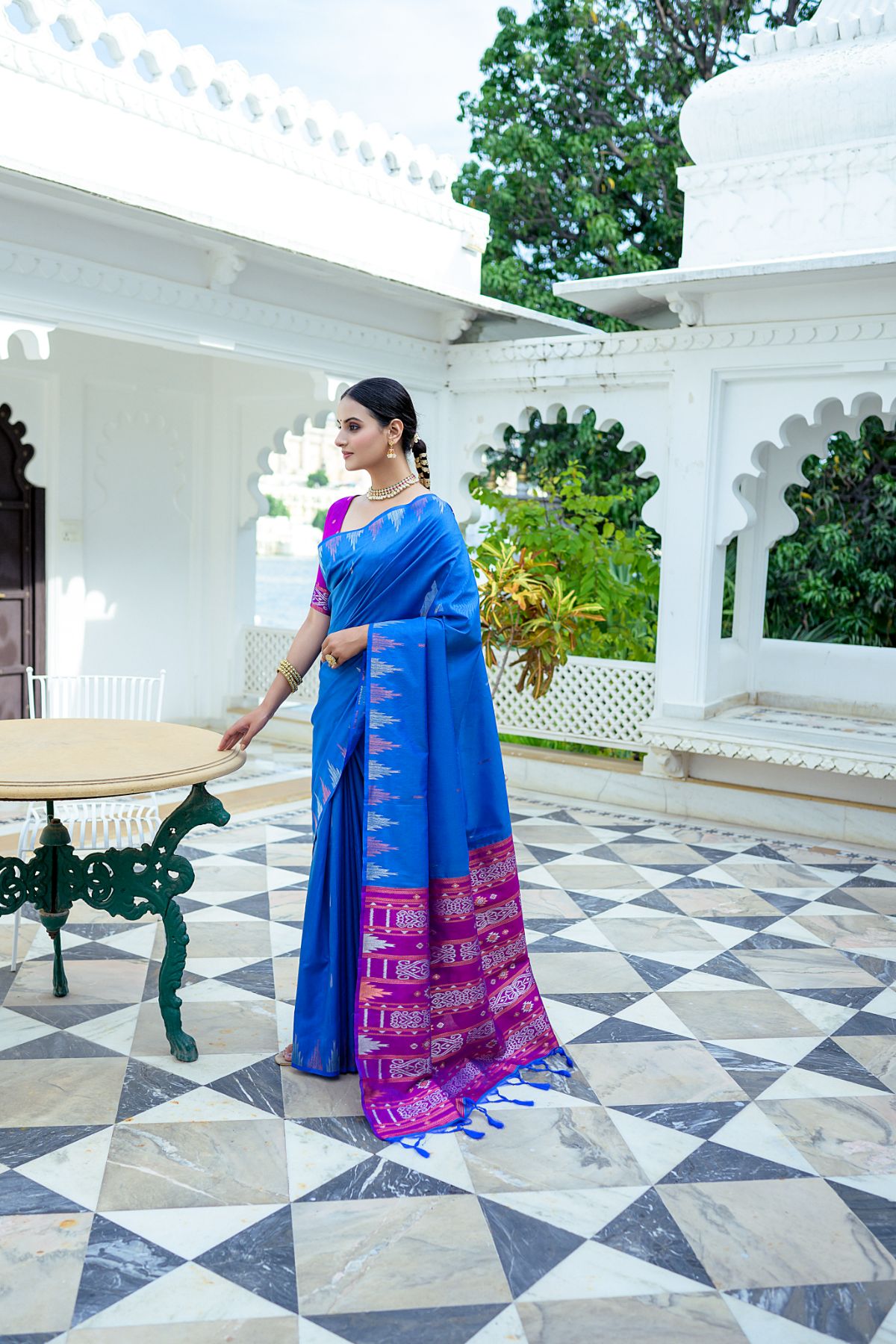 Buy MySilkLove Chambray Blue South Silk Saree Online