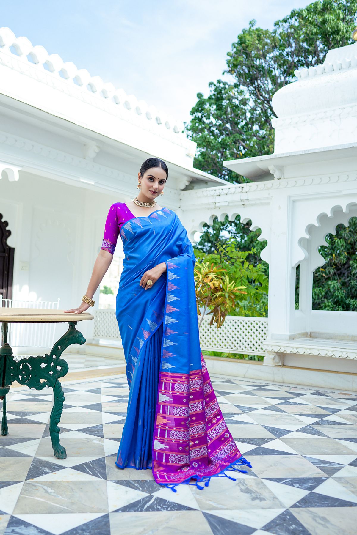 Buy MySilkLove Chambray Blue South Silk Saree Online