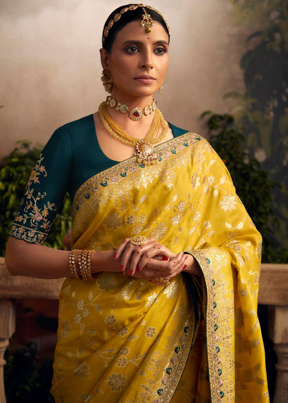 MySilkLove Sunglow Yellow Woven Banarasi Designer Silk Saree