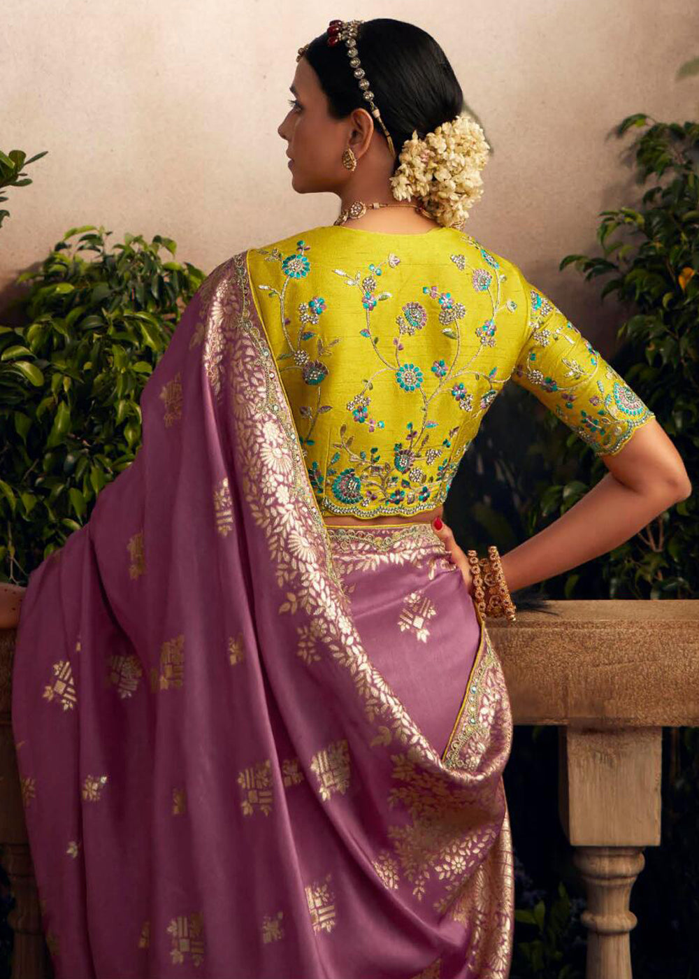 MySilkLove Turkish Rose Purple Woven Banarasi Designer Silk Saree