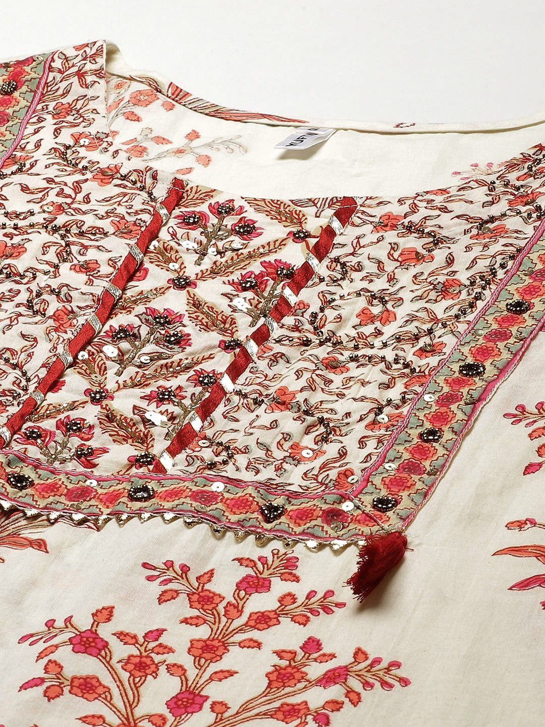 Buy MySilkLove Off White and Red Printed Dupatta Set Online