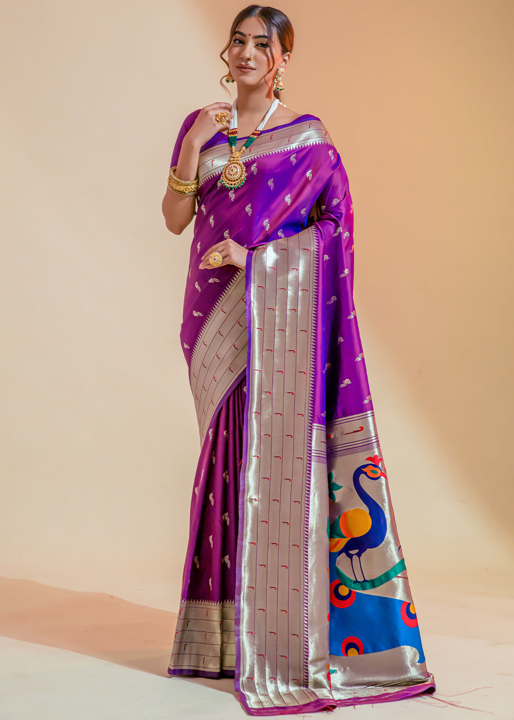 Buy MySilkLove Seance Purple Woven Paithani Silk Saree Online