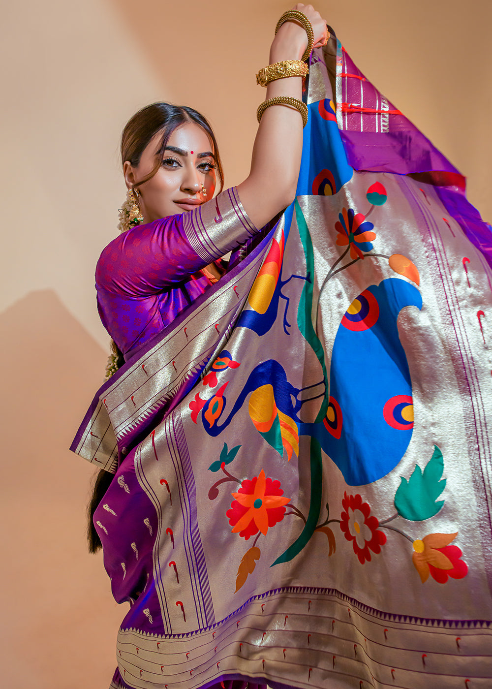 Buy MySilkLove Seance Purple Woven Paithani Silk Saree Online