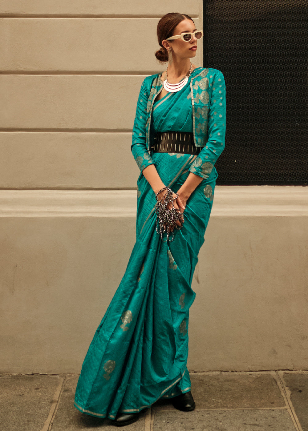 MySilkLove Persian Green Woven Banarasi Satin Silk Saree MySilkLove Persian Green Woven Banarasi Satin Silk Saree