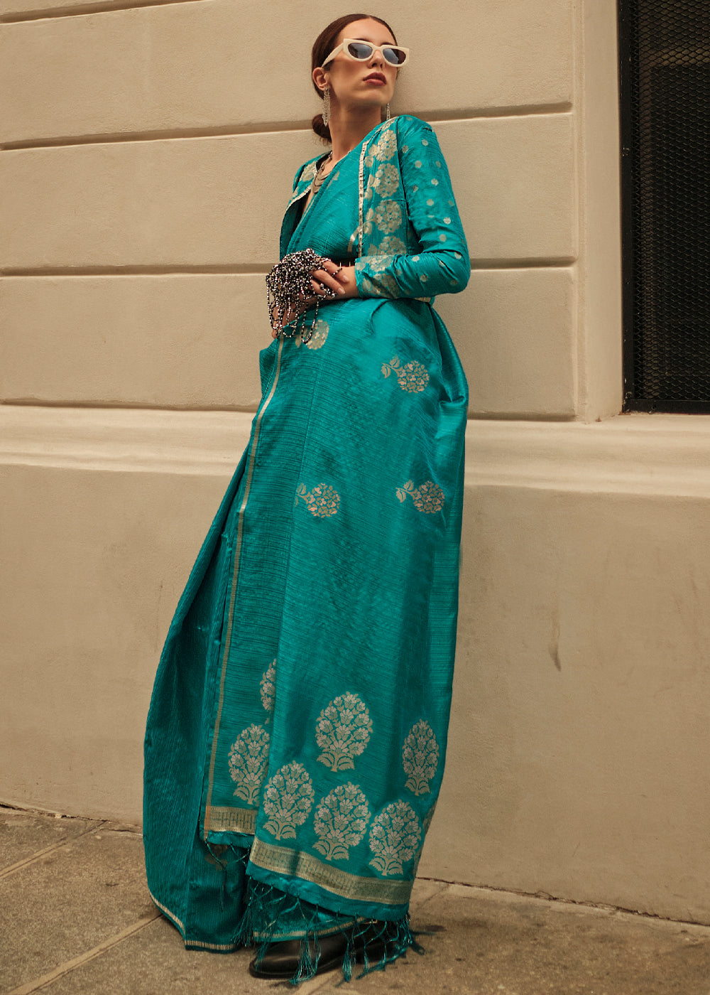 Buy MySilkLove Persian Green Woven Banarasi Satin Silk Saree Online
