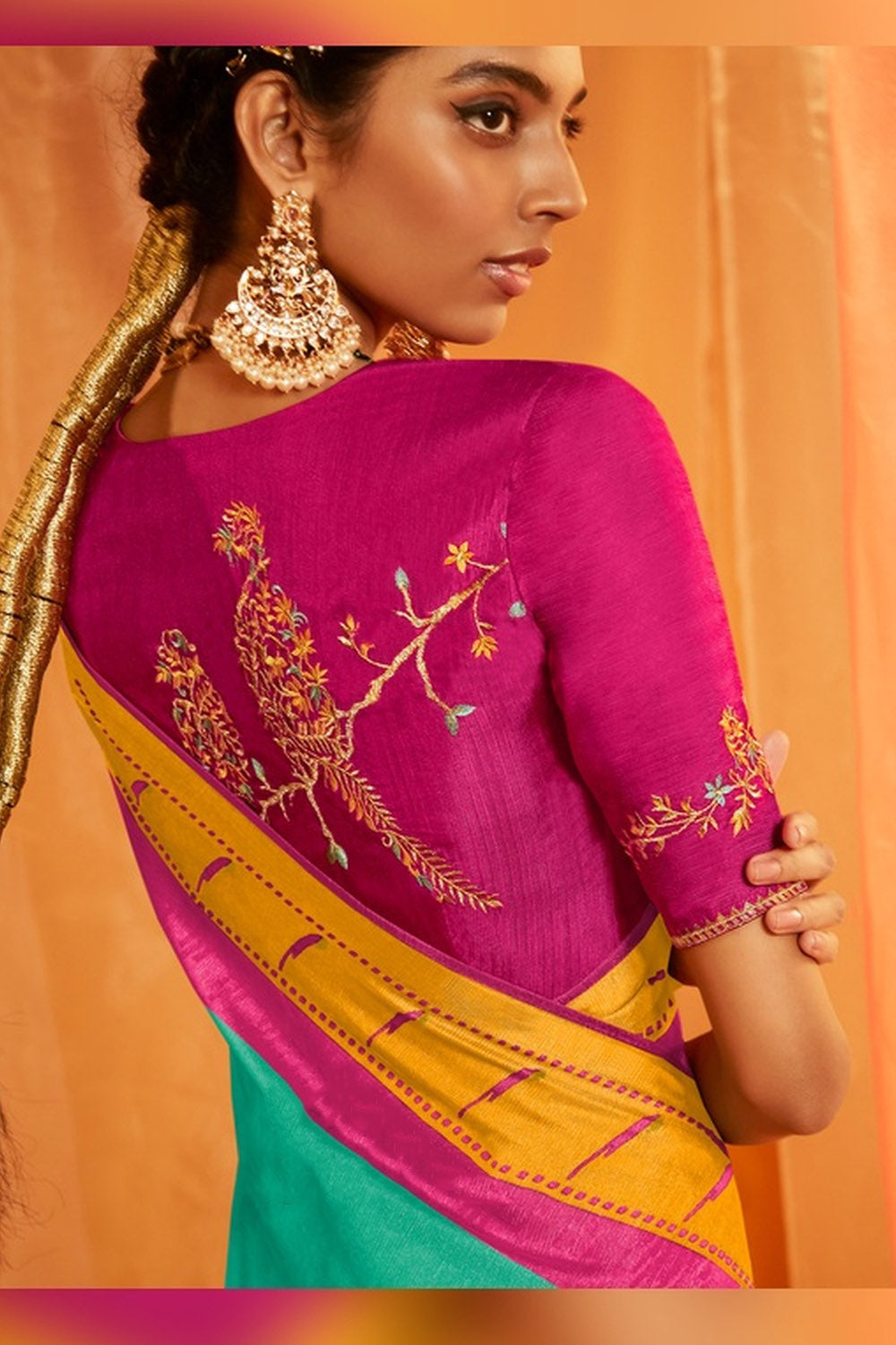 MySilkLove Ocean Green Pearl Woven Paithani Silk Saree
