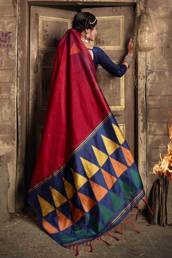 Buy MySilkLove Maroon Flush South Silk Saree Online