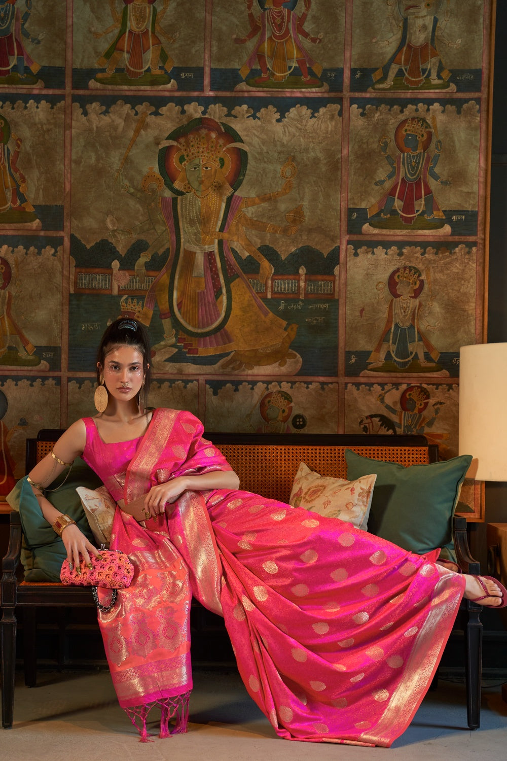 MySilkLove Strawberry Pink Satin Handloom Silk Saree