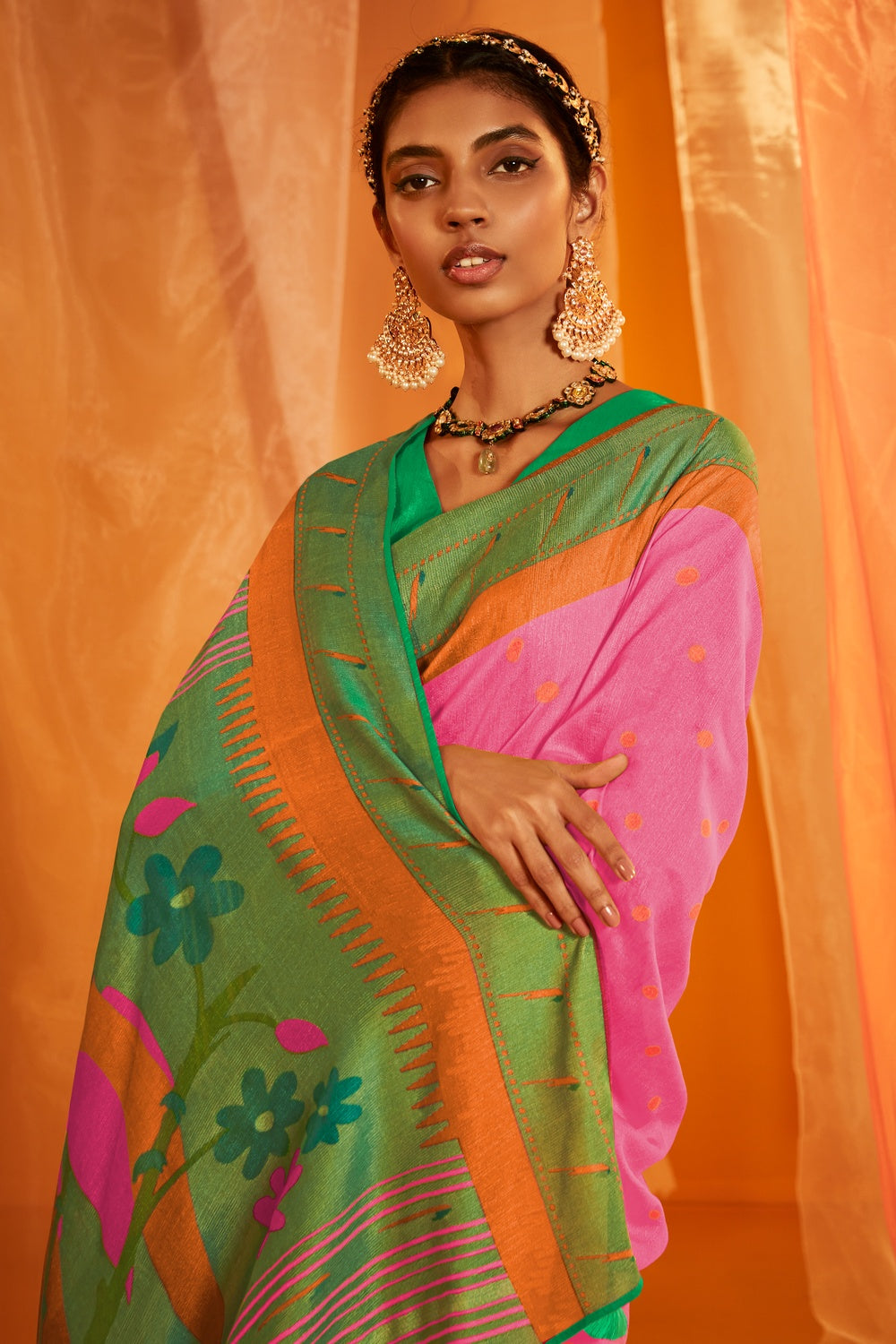 Buy MySilkLove Carissma Pink Woven Paithani Silk Saree Online