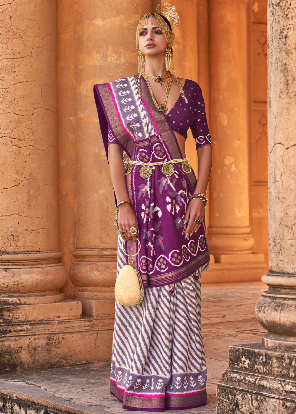 Buy MySilkLove Midnight Pearl Designer Printed Patola Silk Saree Online