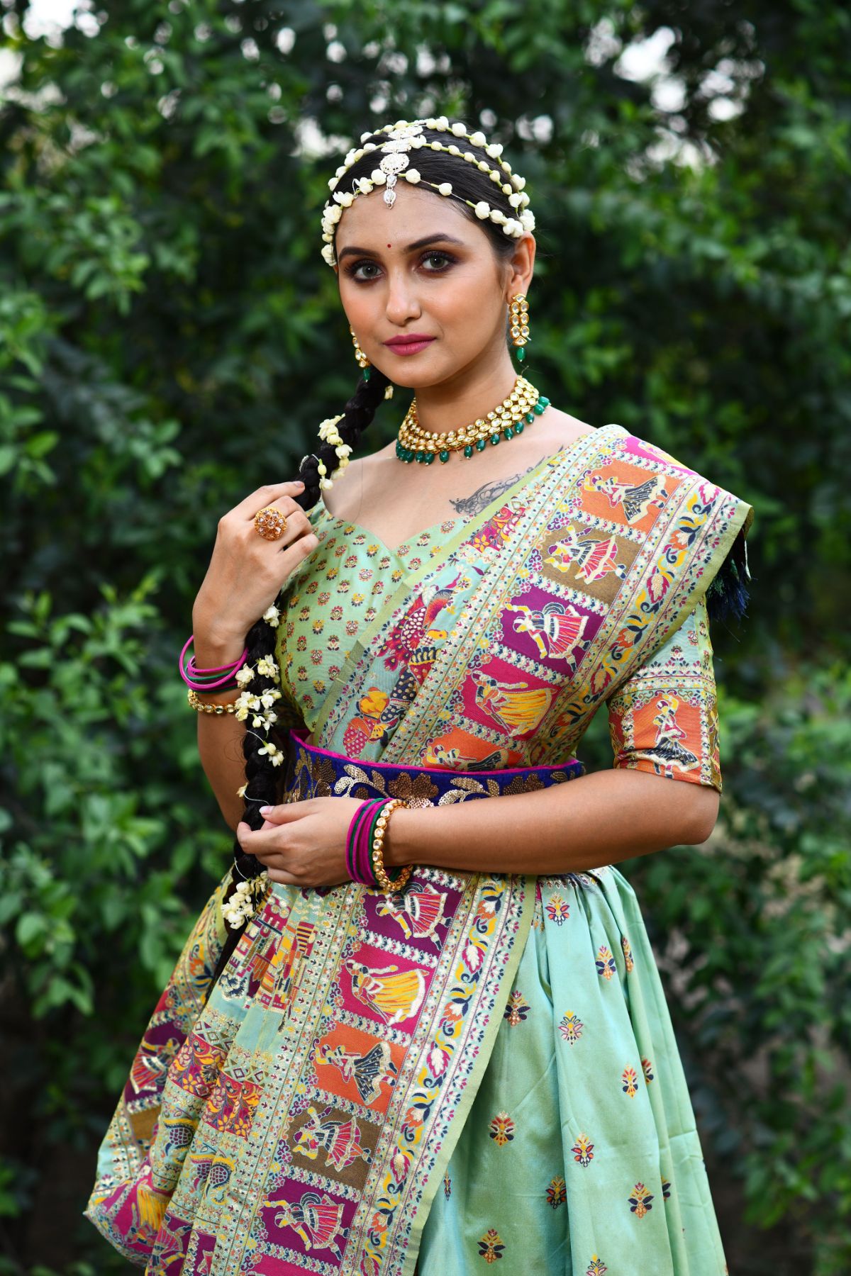 Buy MySilkLove Summer Green Kashmiri Handloom Weaving Saree Online