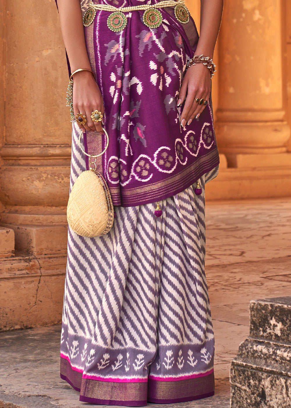 Buy MySilkLove Midnight Pearl Designer Printed Patola Silk Saree Online
