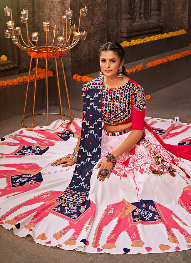 MySilkLove Carnation Pink and Blue Lehenga Choli