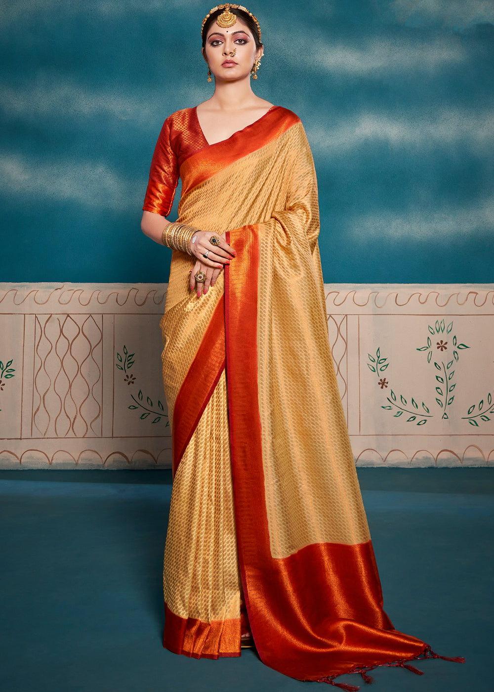 Buy MySilkLove Tacao Gold Yellow Woven Kanjivaram Silk Saree Online