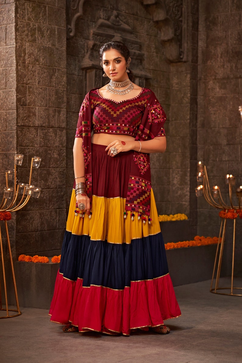 Buy MySilkLove Sanguine Maroon and Multicolor Lehenga Choli Online