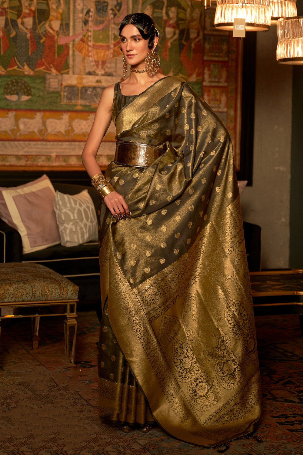 Buy MySilkLove Dallas Green Woven Kanjivaram Handloom Silk Saree Online