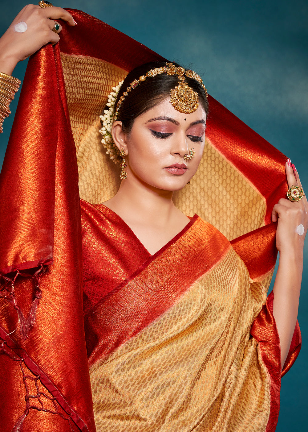 Buy MySilkLove Tacao Gold Yellow Woven Kanjivaram Silk Saree Online