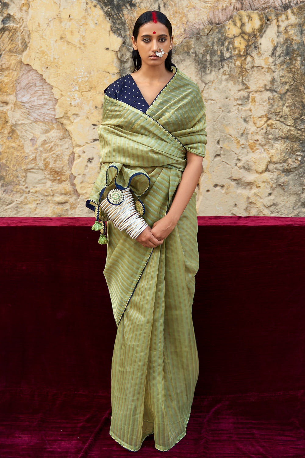 Buy MySilkLove Rainee Green Woven Organza Silk Saree Online