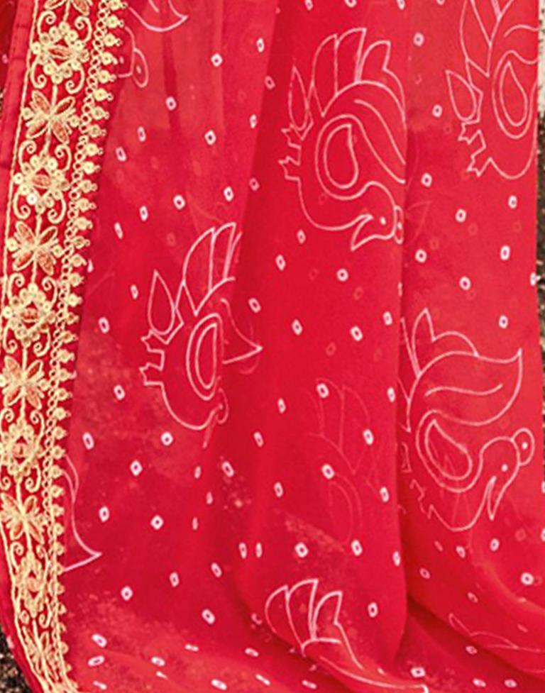 Buy MySilkLove Amaranth Red Georgette Bandhani Saree Online