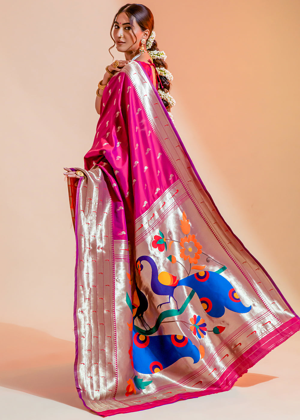 MySilkLove Frostbite Rose Pink Woven Paithani Silk Saree