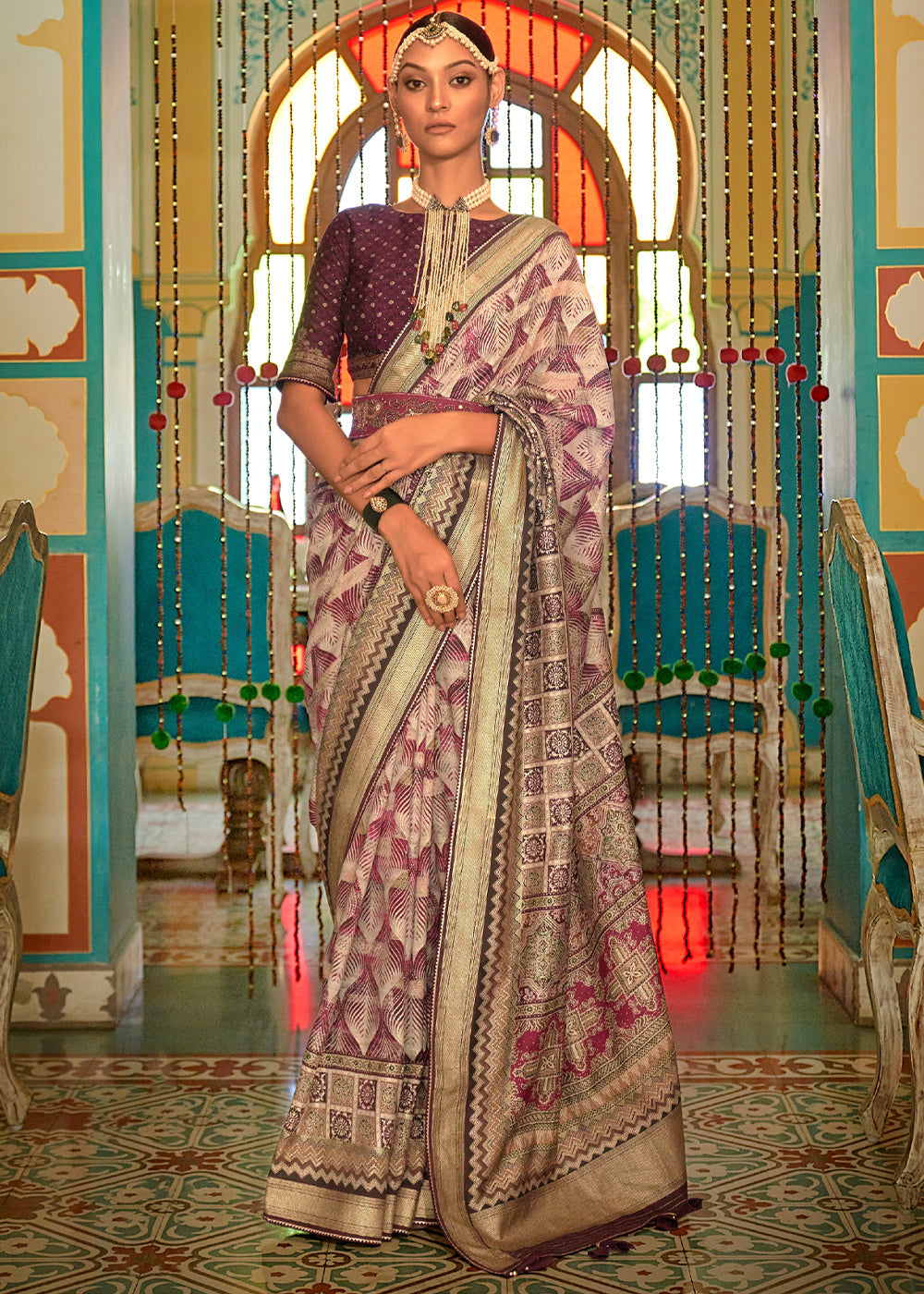 Purple on sale Wedding Wear Patola Saree With Blouse -Indian Patola Saree-Party Wear Saree