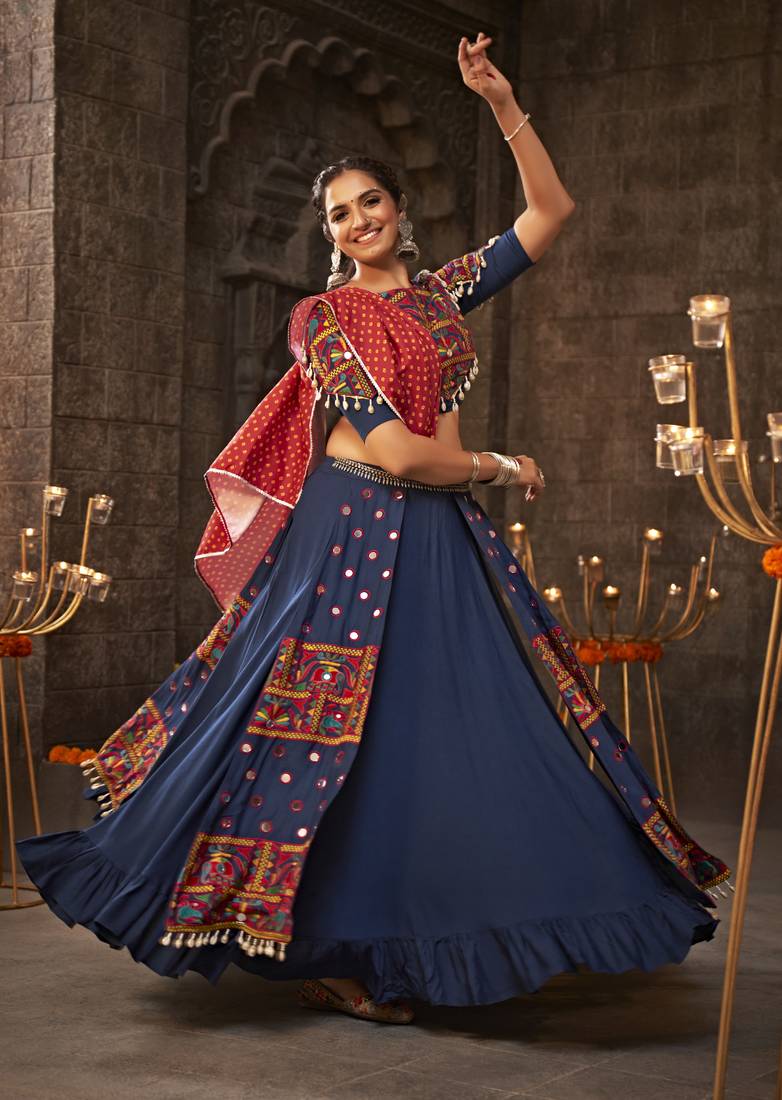 MySilkLove Oxford Blue Lehenga Choli