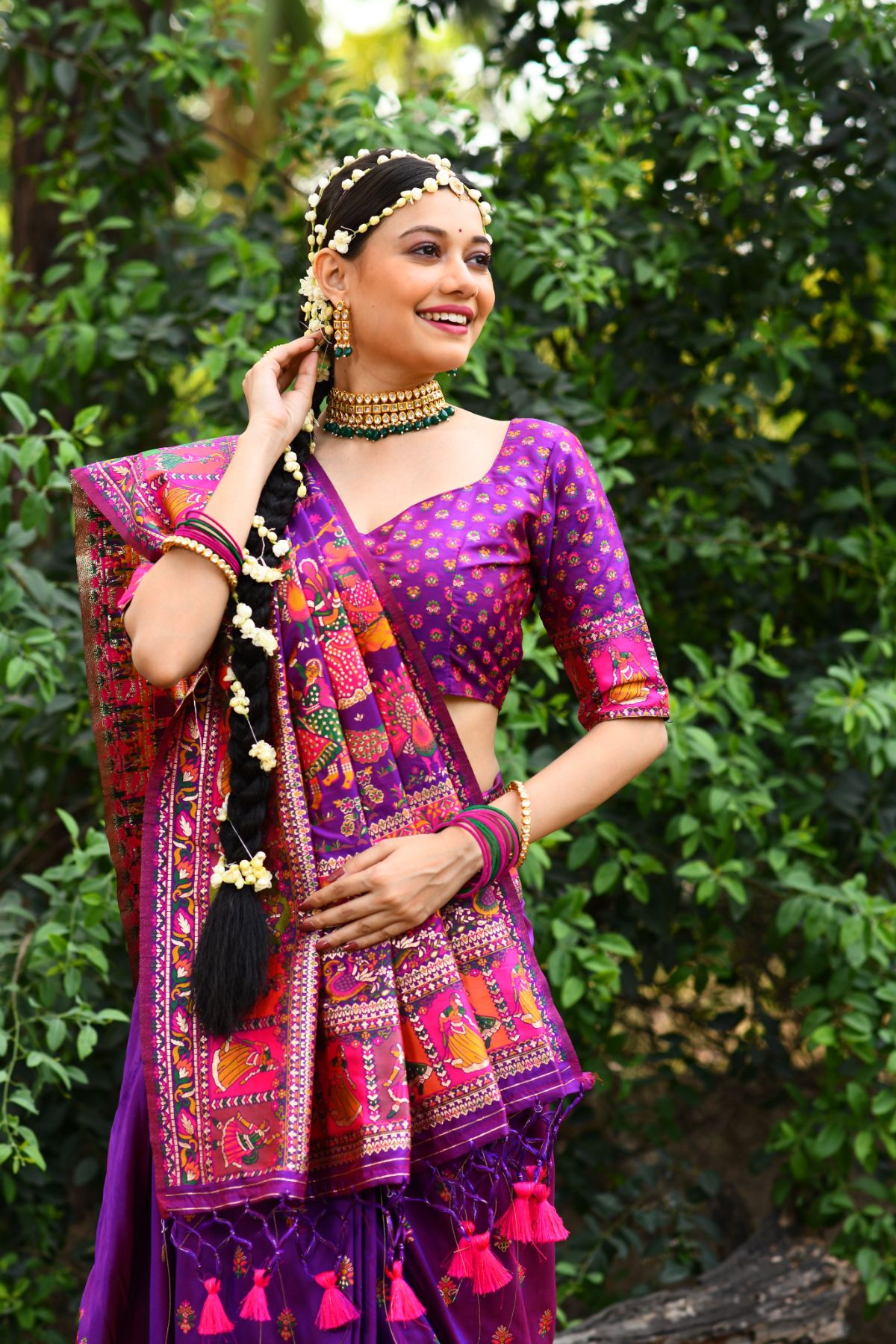 Buy MySilkLove Mulberry Wood Purple Handloom Handoom Weaving Saree Online