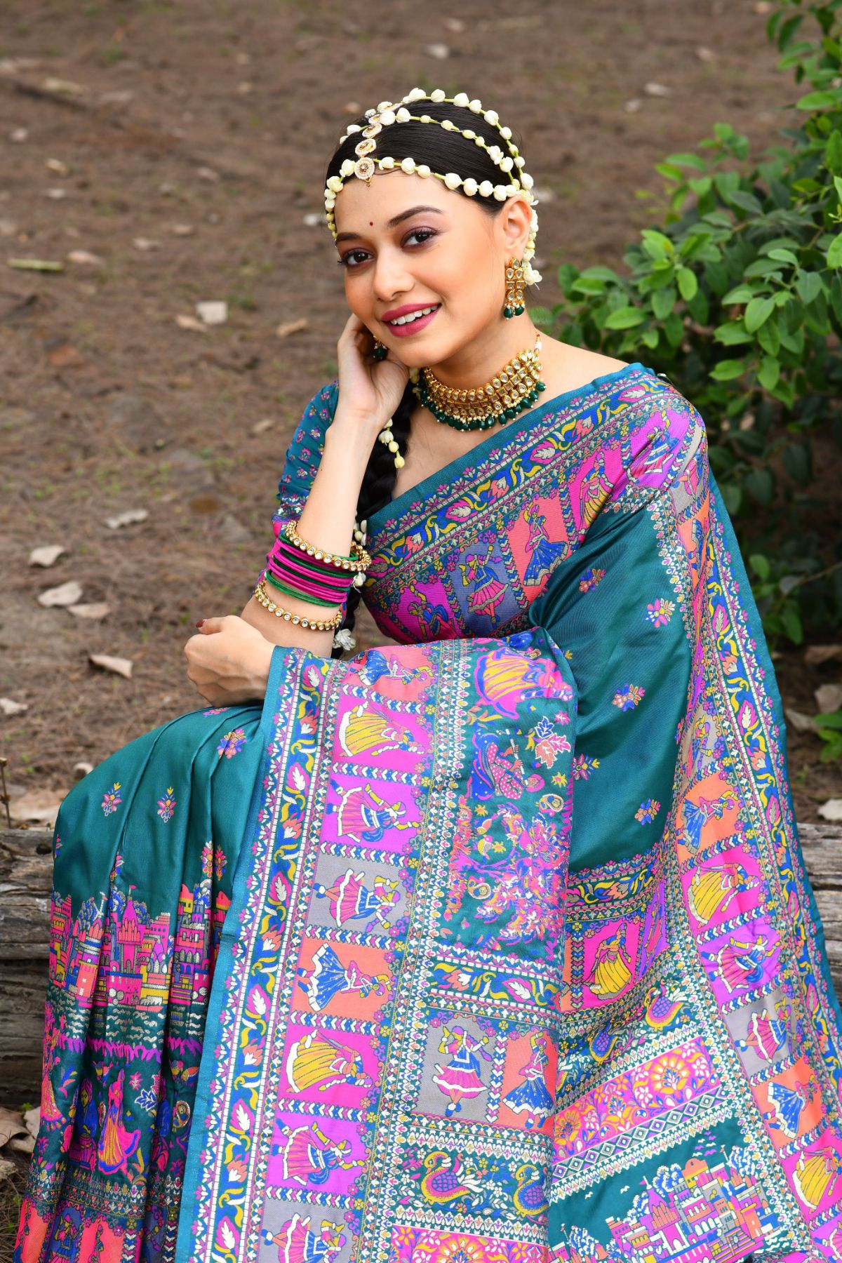 Buy MySilkLove Hippie Blue Kashmiri Handloom Weaving Saree Online