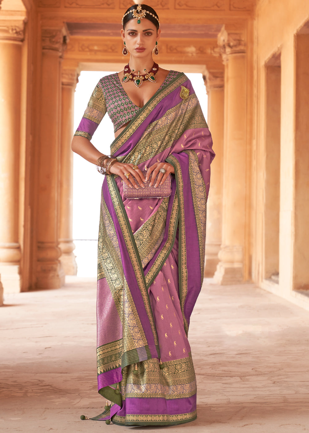 Buy MySilkLove Wewak Pink Woven Patola Soft Silk Saree Online