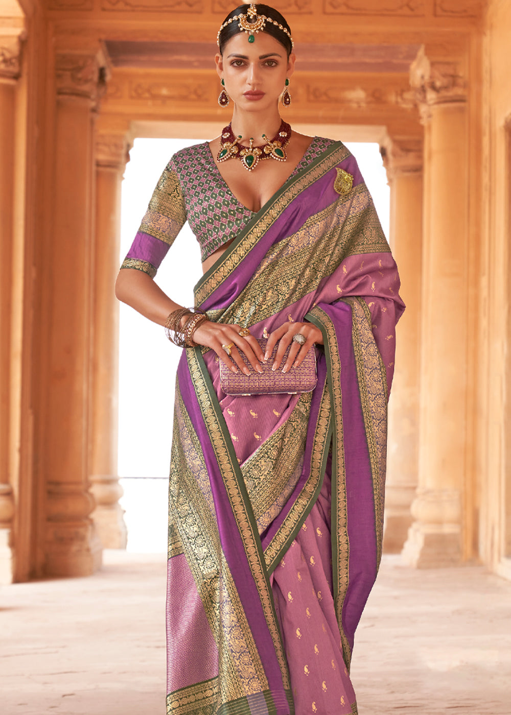 Buy MySilkLove Wewak Pink Woven Patola Soft Silk Saree Online