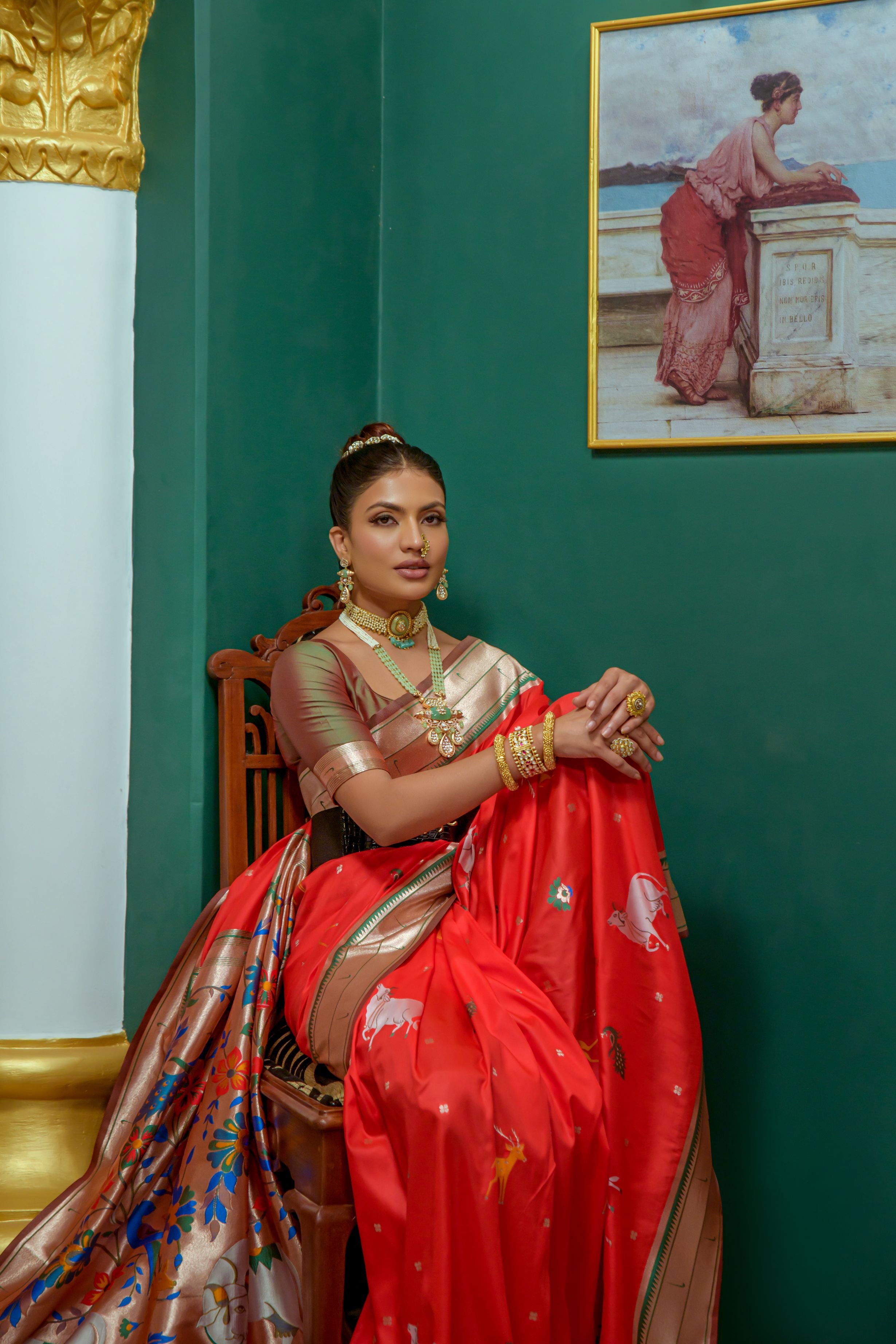 Buy MySilkLove Pomegranate Red Woven Paithani Silk Saree Online