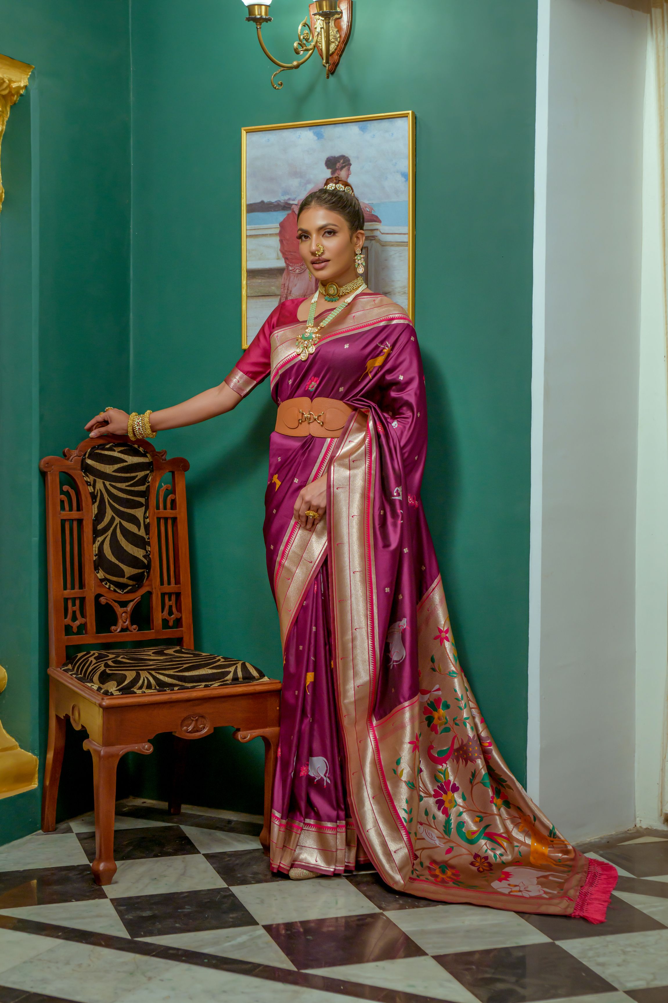 Buy MySilkLove Camelot Purple Woven Paithani Silk Saree Online