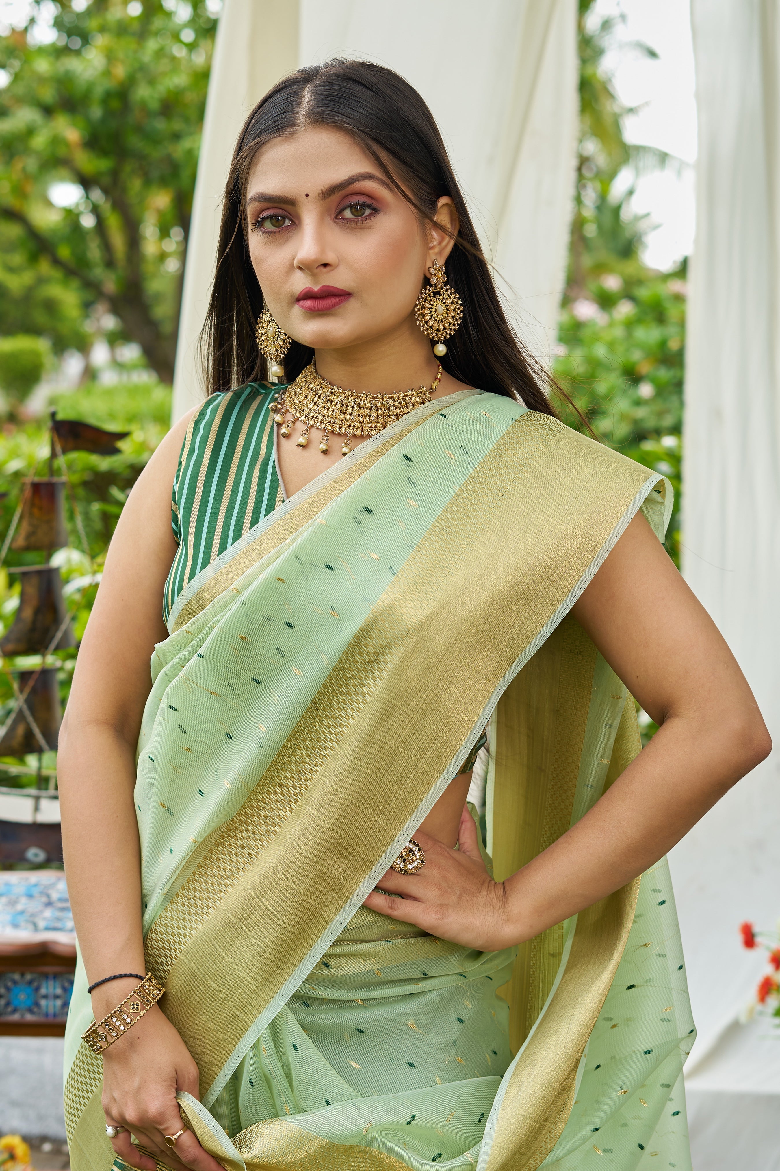 Buy MySilkLove Rainy Blue Woven Shimmer Silk Saree Online
