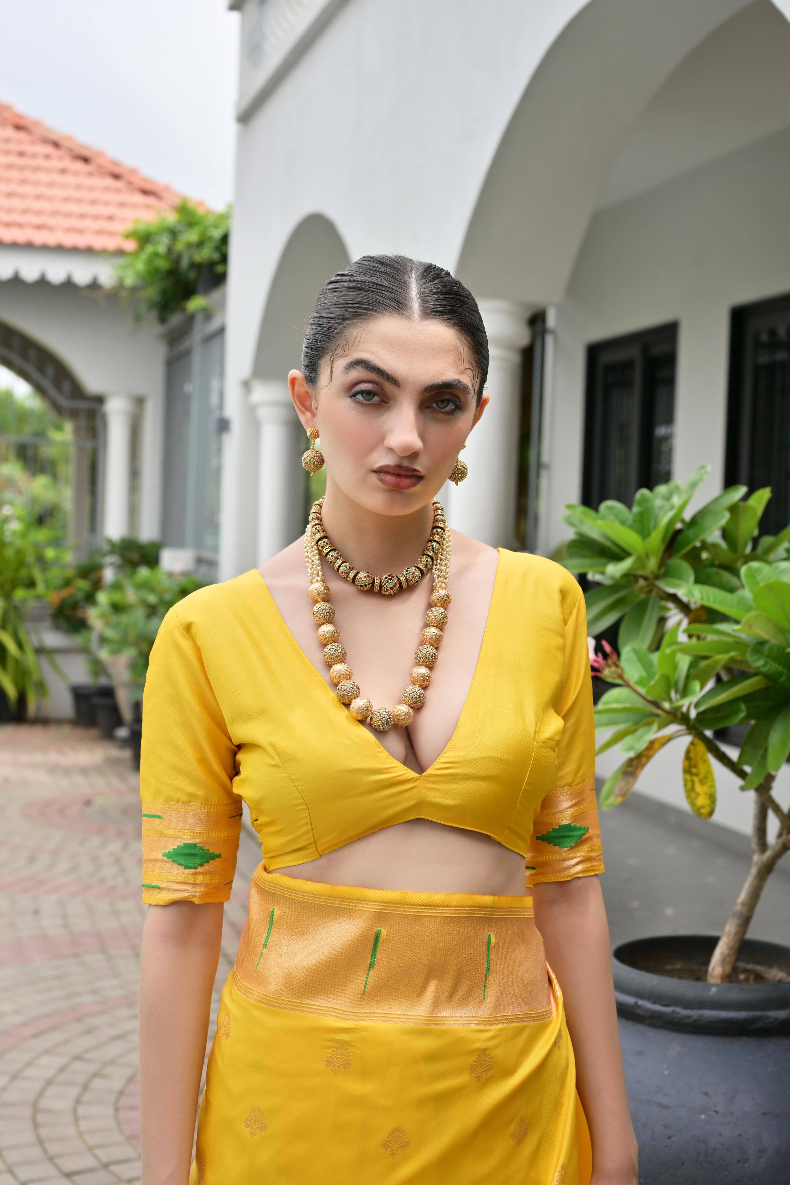 Buy MySilkLove Sunflower Yellow Woven Paithani Saree Online