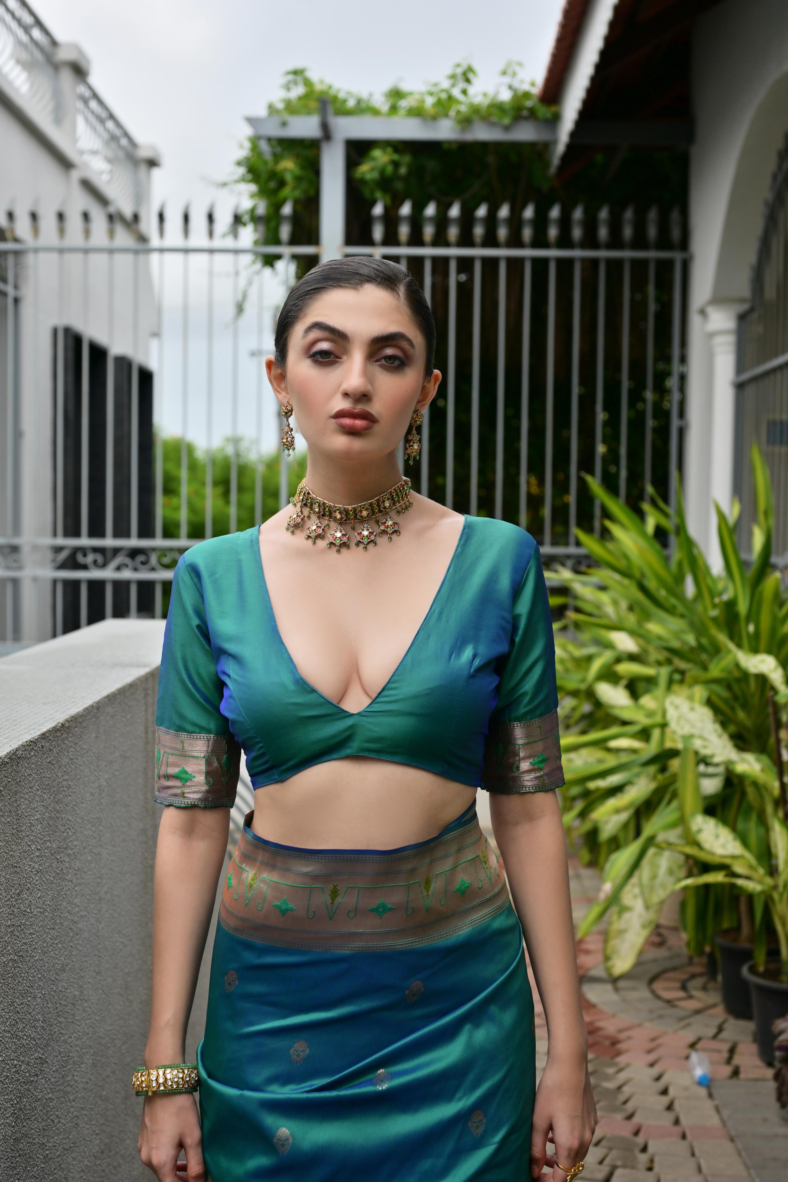 Buy MySilkLove Peacock Green Woven Paithani Saree Online