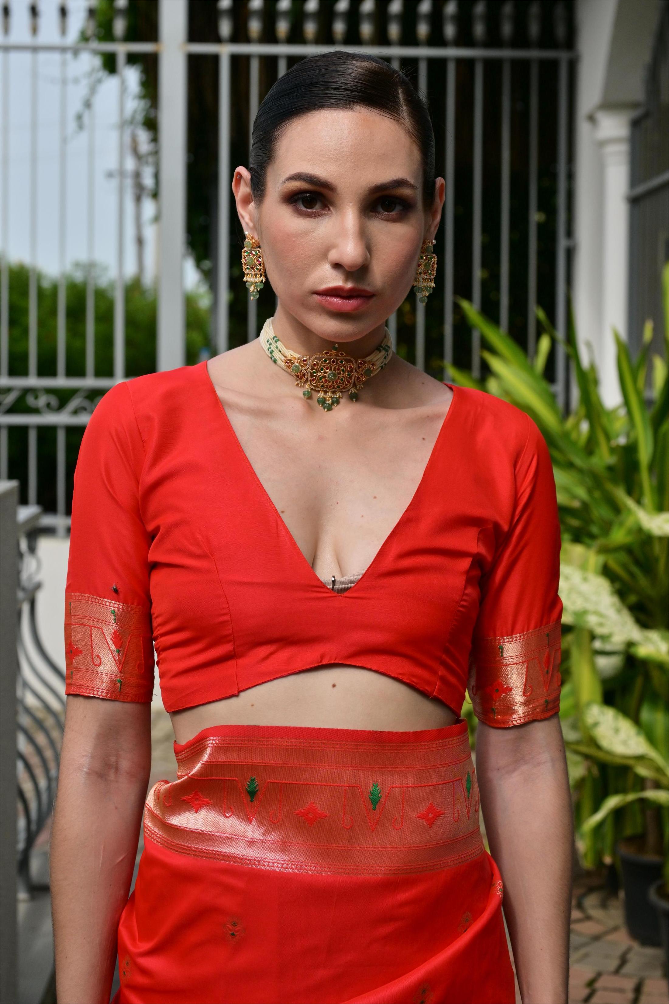 Buy MySilkLove Poppy Red Woven Paithani Saree Online