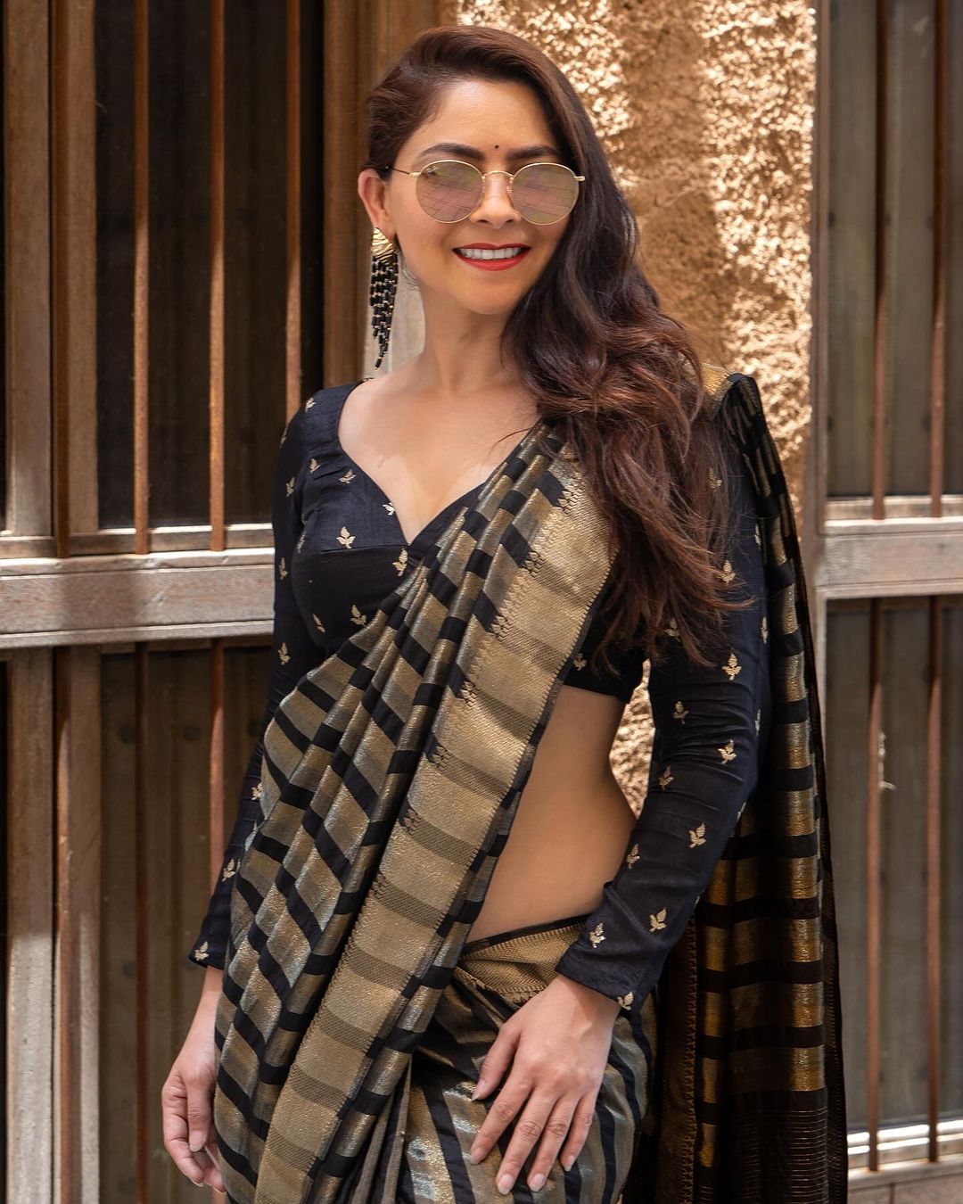 MySilkLove Sonali Kulkarni in Raven Black Banarasi Handloom Silk Saree