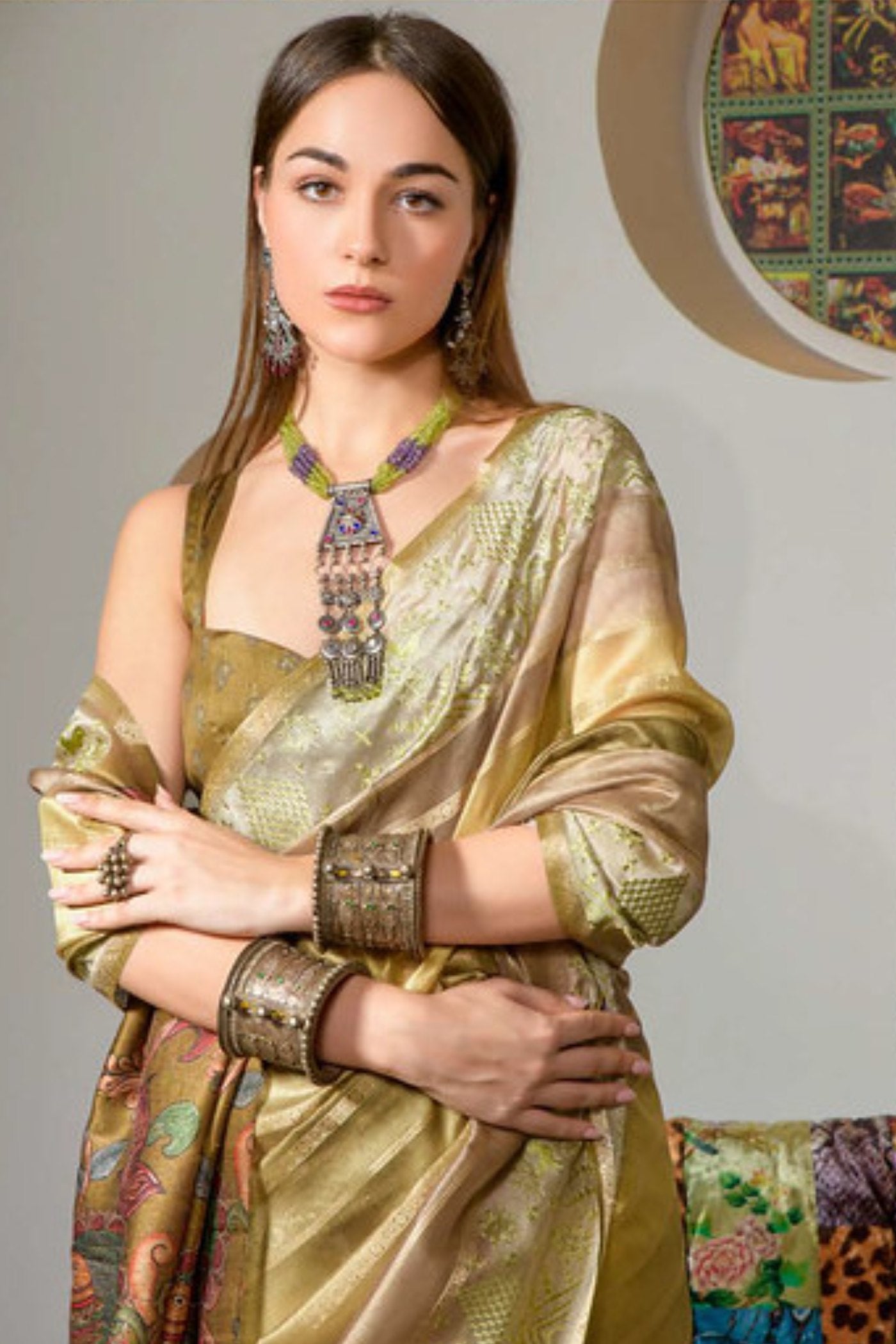 Buy MySilkLove Misty Moss Green Organza Saree Online